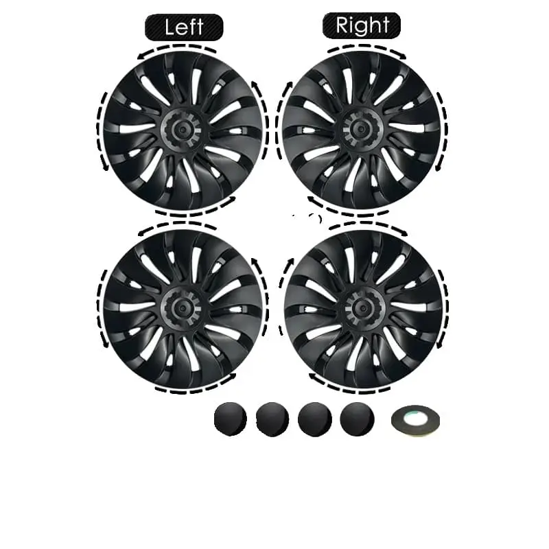 19" HubCaps for Tesla Model Y, Black (4pcs)