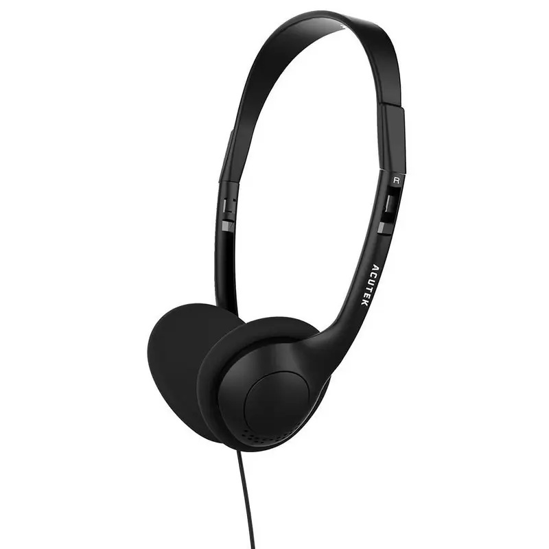 Acutek H836 Travel Headphones – Ultralight Headphones for Travel & Work Black Headset