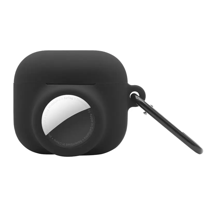 AirPods 3 Silikonikotelo AirTag Pidikkeellä - Musta