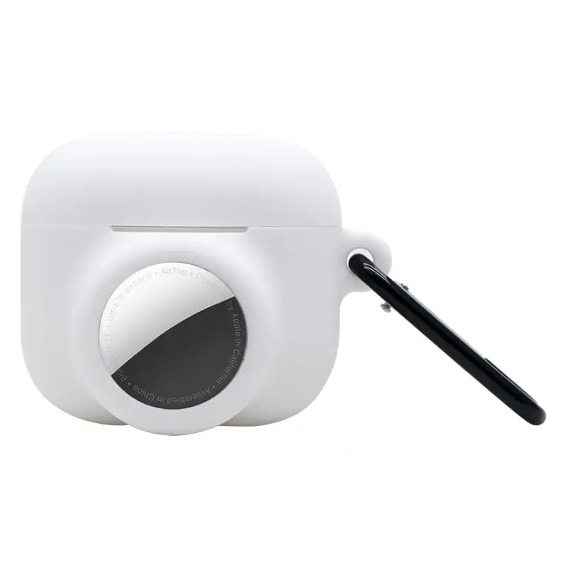 AirPods 3 Silikonikotelo AirTag Pidikkeellä - Valkoinen