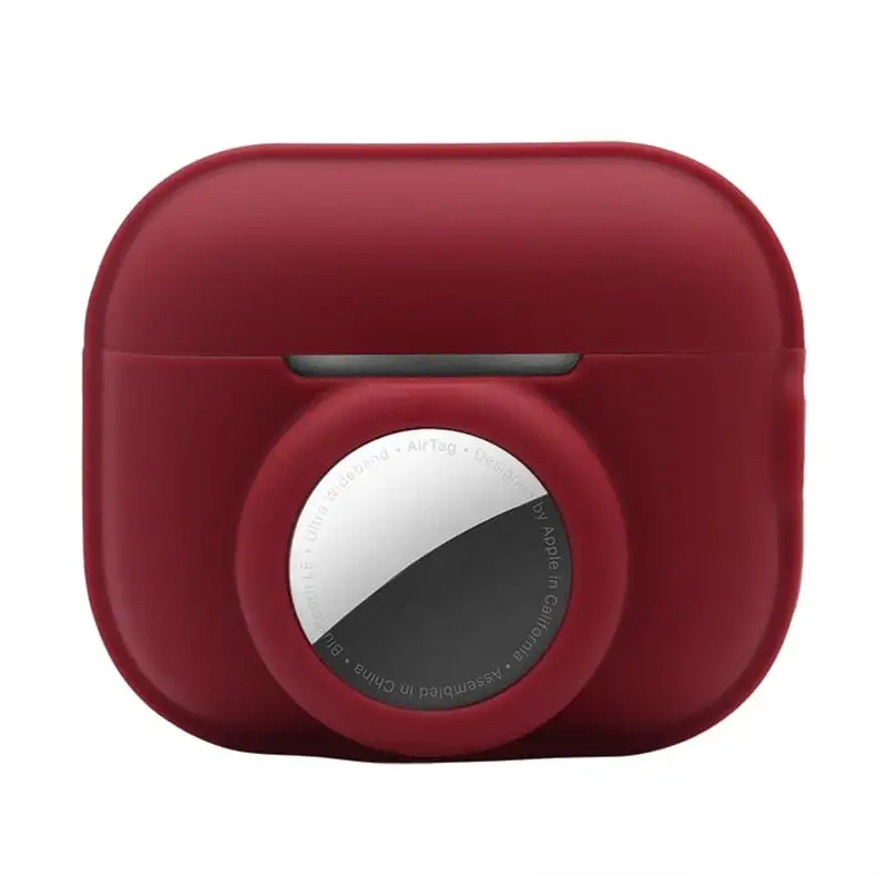 AirPods Pro 2 Silikonikotelo AirTag Pidikkeellä - Viinin punainen