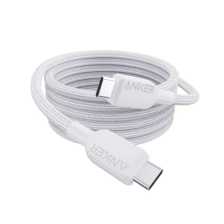 Anker USB-C to USB-C Cable , 6 ft, 240W, Braided, White