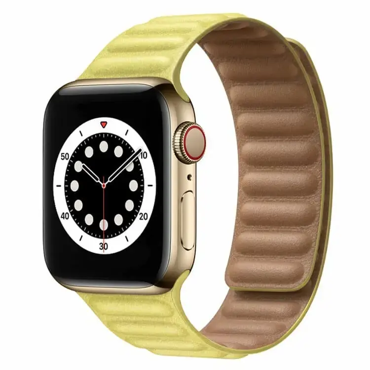 Apple Watch 38 / 40 / 41 mm Magneettinen nahkaranneke - Keltainen