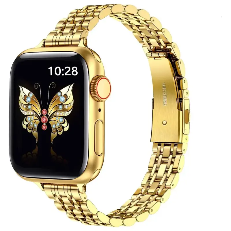 Apple Watch 38 / 40 / 41 mm Metalliranneke Slim - Kulta