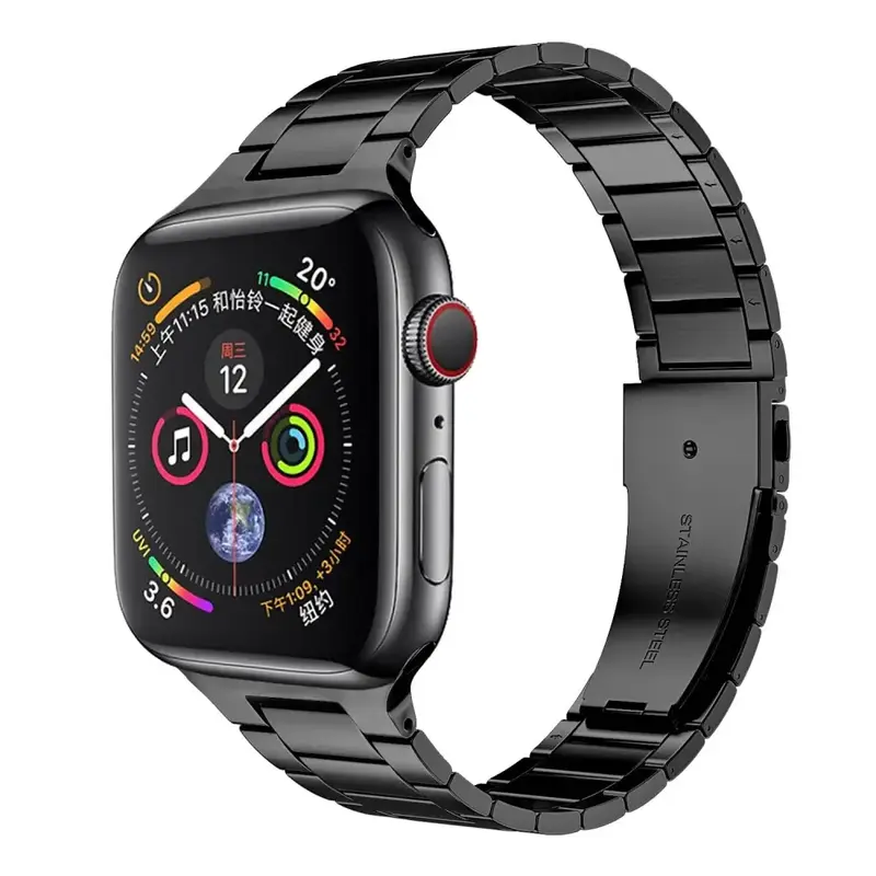 Apple Watch 38 / 40 / 41 mm Ranneke - ruostumaton teräs - Musta