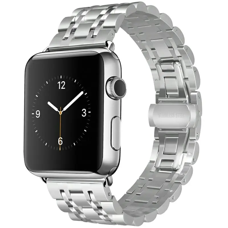 Apple Watch 42 / 44 / 45 mm Metalliranneke, Hopea