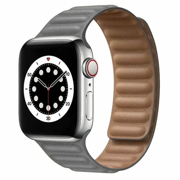 Apple Watch 44 / 45 / 46 / 49 mm Magneettinen Nahkaranneke - Harmaa