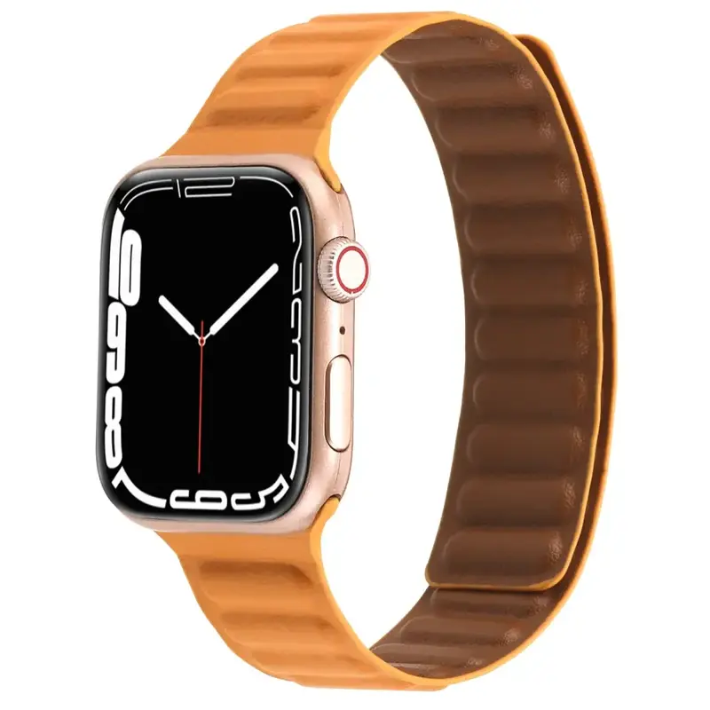 Apple Watch 44 / 45 / 46 / 49 mm Magneettinen Nahkaranneke - Oranssi