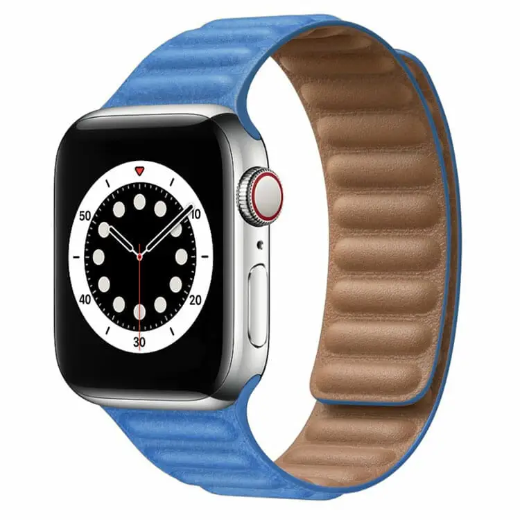 Apple Watch 44 / 45 / 46 / 49 mm Magneettinen Nahkaranneke - Sininen