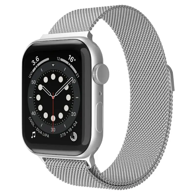 Apple Watch 44 / 45 / 46 / 49 mm Magneettinen Teräsranneke - Hopea