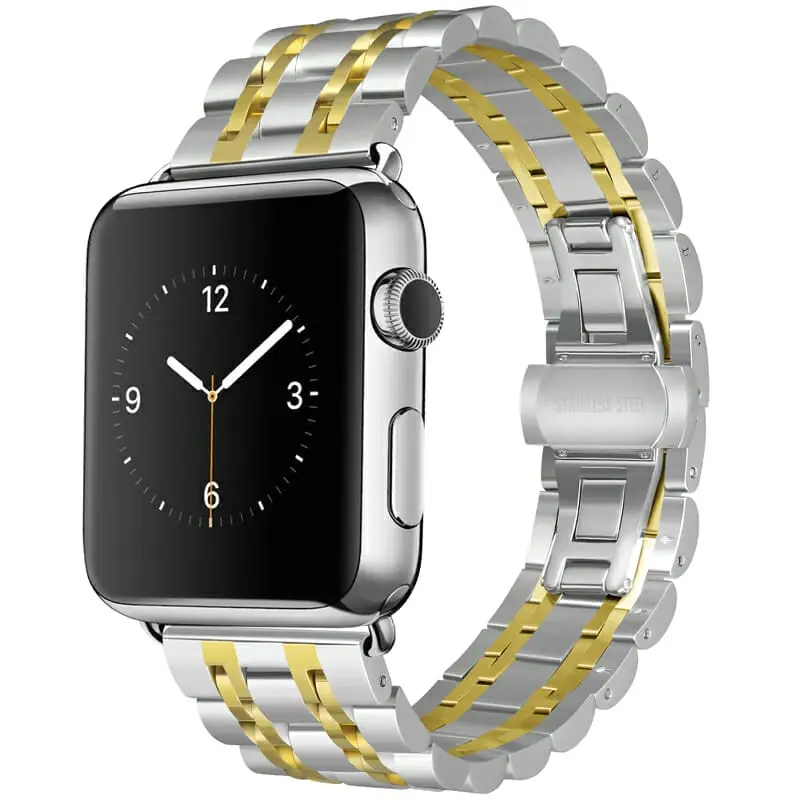 Apple Watch 44 / 45 / 46 / 49 mm Metalliranneke - Hopea/Kulta