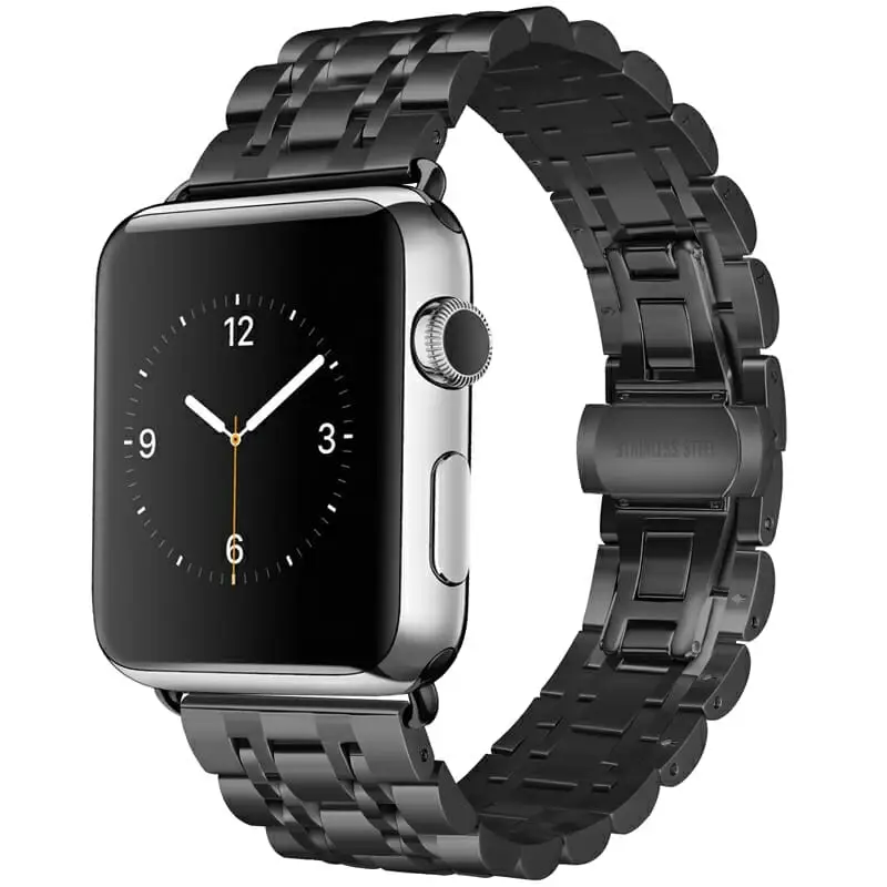 Apple Watch 44 / 45 / 46 / 49 mm Metalliranneke - Musta/Musta