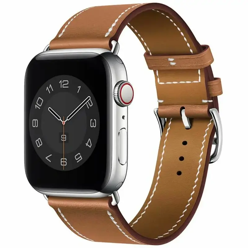 Apple Watch 44 / 45 / 46 / 49 mm Nahkaranneke - Ruskea