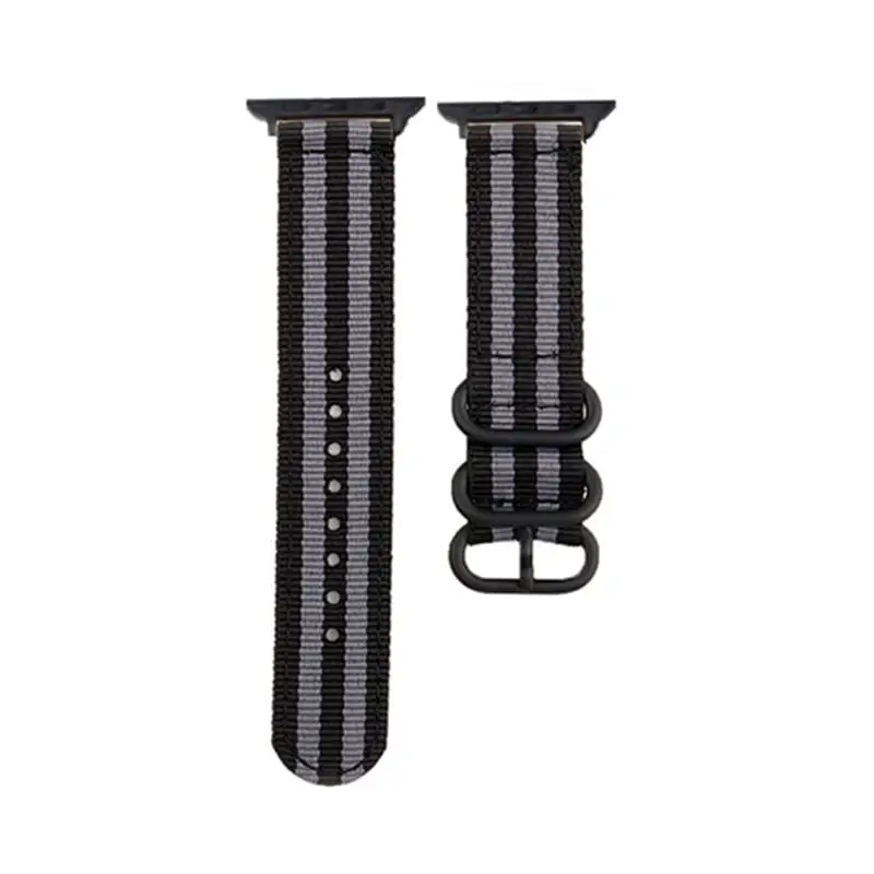 Apple Watch 44 / 45 / 46 / 49 mm Nato-ranneke - Musta/Harmaa