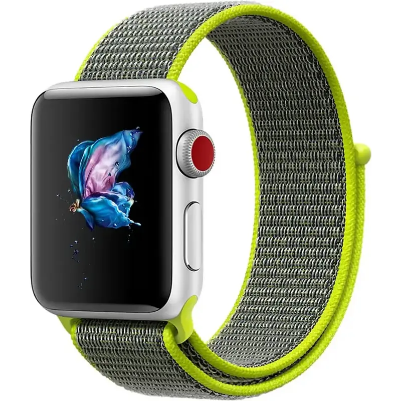 Apple Watch 44 / 45 / 46 / 49 mm Nylon ranneke - Harmaa/Vihreä