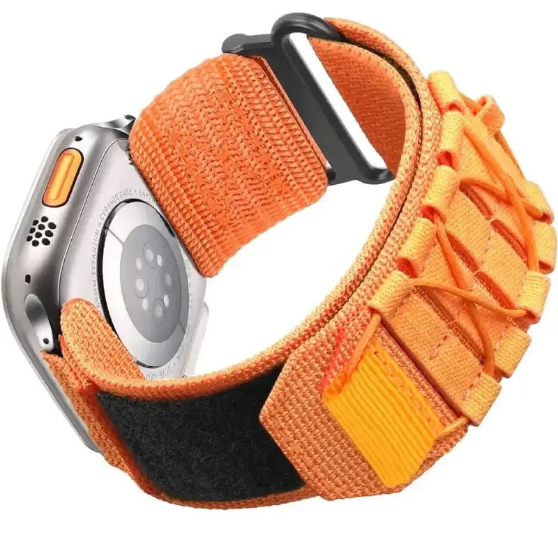 Apple Watch 44 / 45 / 46 / 49 mm Outdoor Nailonranneke - oranssi