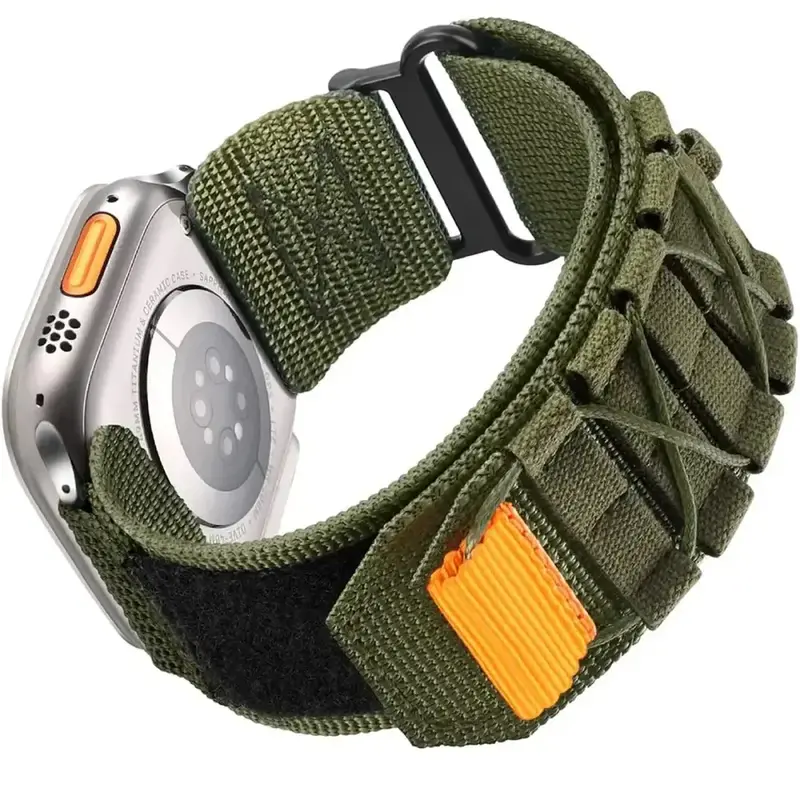 Apple Watch 44 / 45 / 46 / 49 mm Outdoor Nailonranneke - Vihreä