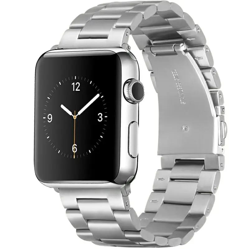 Apple Watch 44 / 45 / 46 / 49 mm Ranneke - ruostumaton teräs - Hopea