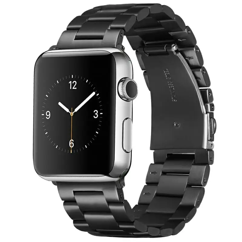 Apple Watch 44 / 45 / 46 / 49 mm Ranneke - ruostumaton teräs - Musta