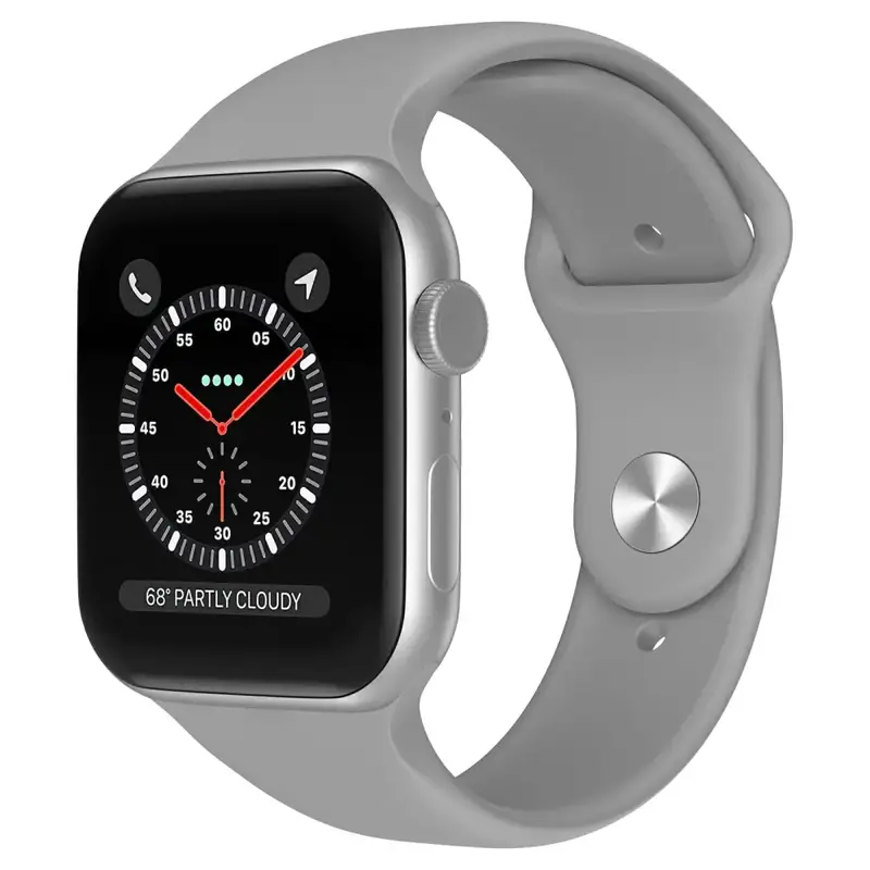 Apple Watch 44 / 45 / 46 / 49 mm Silikoniranneke - M/L - Vaaleanharmaa