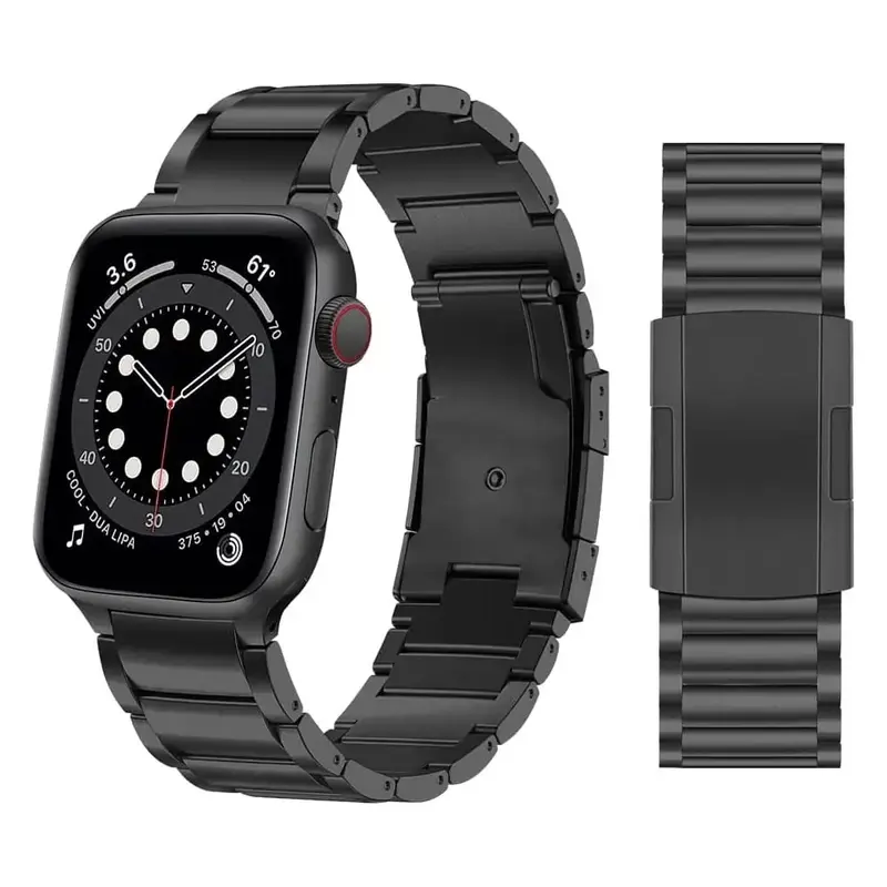 Apple Watch 44 / 45 / 46 / 49 mm Titaaniranneke - Musta