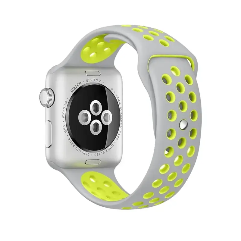 Apple Watch 44 / 45 / 46 / 49 mm Urheiluranneke - Harmaa/Keltainen