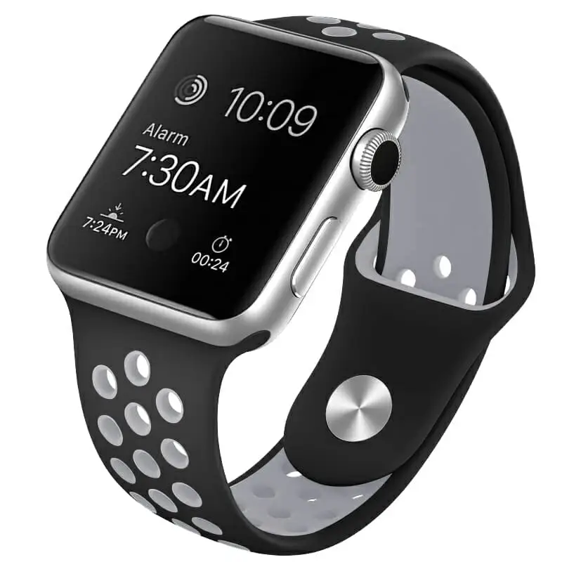 Apple Watch 44 / 45 / 46 / 49 mm Urheiluranneke - M/L - Musta/Harmaa