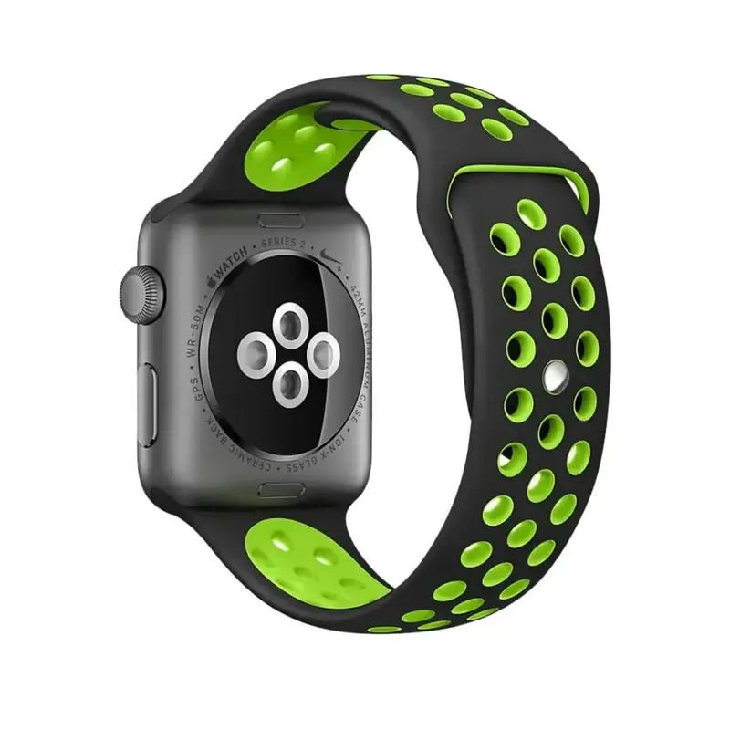 Apple Watch 44 / 45 / 46 / 49 mm Urheiluranneke - M/L - Musta/Vihreä