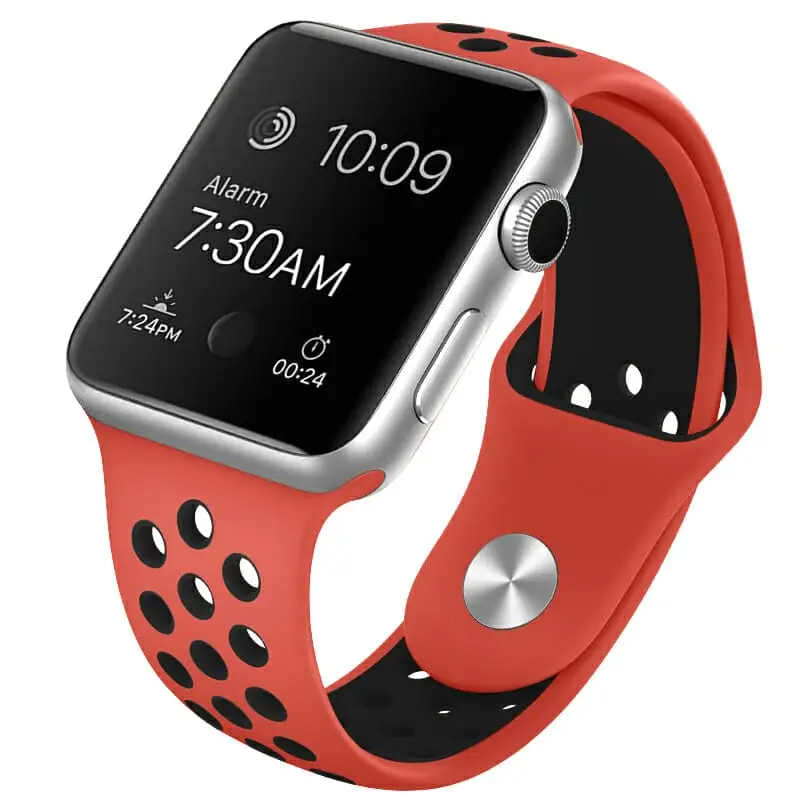 Apple Watch 44 / 45 / 46 / 49 mm Urheiluranneke - M/L - Punainen/Musta