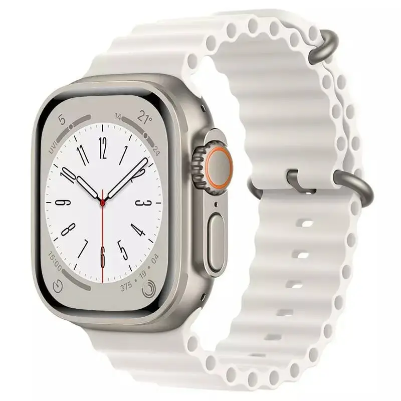 Apple Watch Ocean silikoniranneke 44 / 45 / 46 / 49 mm - Valkoinen
