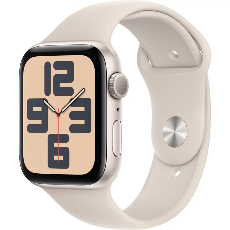 Apple Watch SE (GPS) 44 mm White Aluminum Case with White Sport Band, M/L