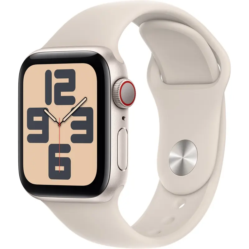 Apple Watch SE (GPS+Cellular) 40 mm White Aluminum Case and Sport Band, S/M