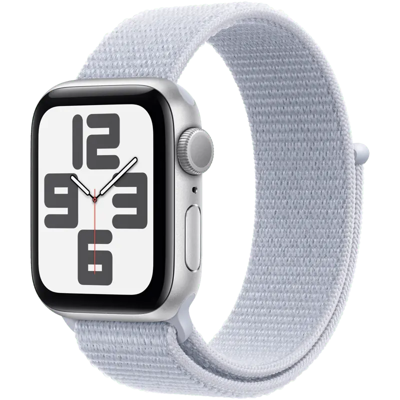 Apple Watch SE, Silver with LightBlue Sport Loop