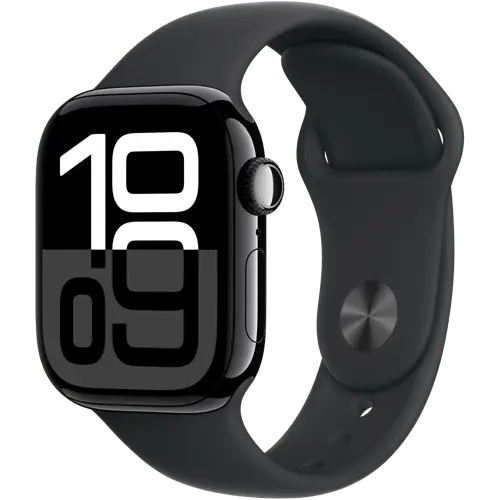 Apple Watch Series 10 (GPS 42mm), S/M, Mirror Black Aluminum Case with Sport Band