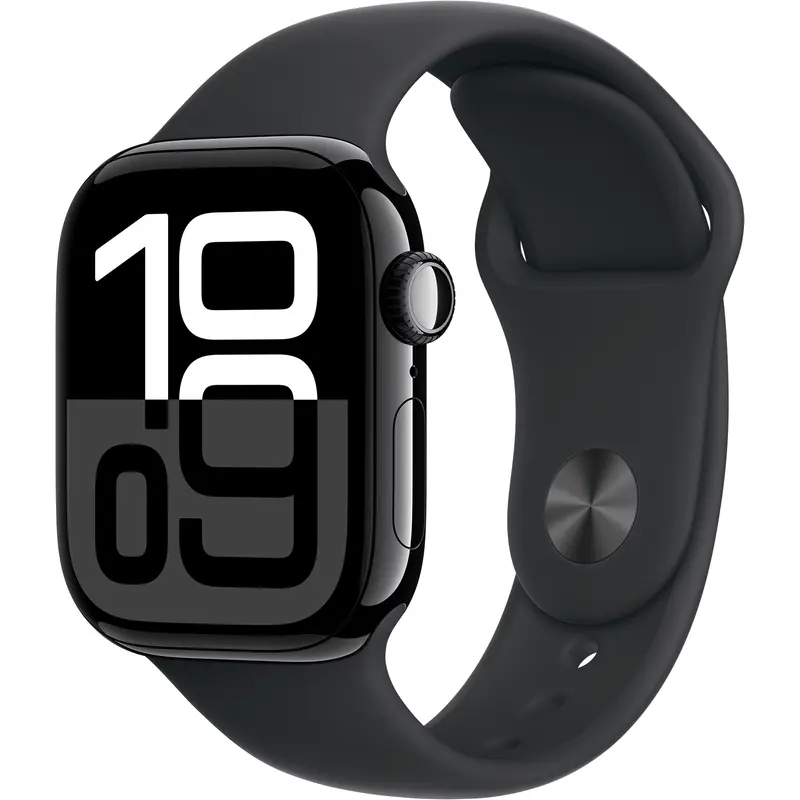 Apple Watch Series 10 (GPS+Cell) 42mm Black Aluminum Case with Sport Band, S/M (MWX63)