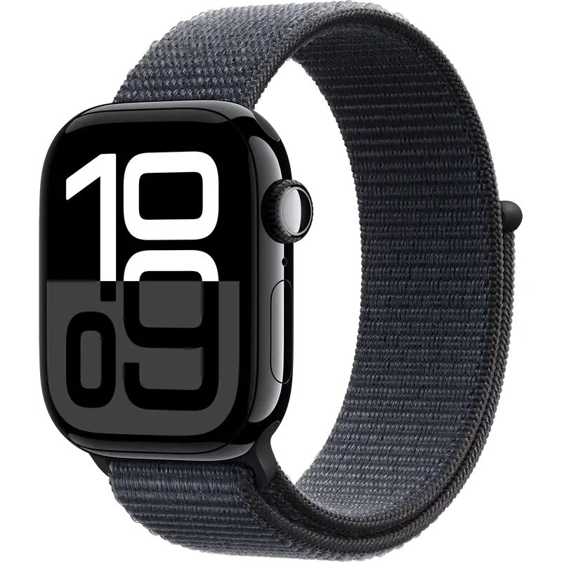 Apple Watch Series 10 (GPS + Cellular 42 mm), Black aluminum case and ink sports band