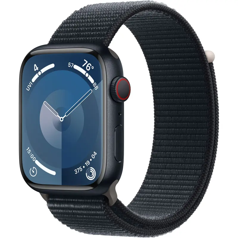 Apple Watch Series 9 (GPS + Cellular) 45 mm Midnight Aluminum Case with Midnight Sport Loop