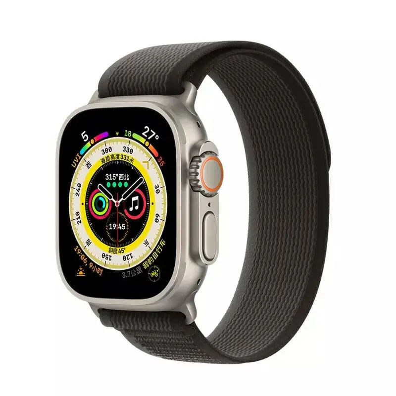 Apple Watch Trail ranneke 44 / 45 / 46 / 49 mm - Musta-Harmaa