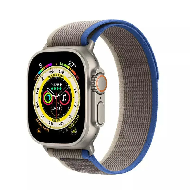 Apple Watch Trail ranneke 44 / 45 / 46 / 49 mm - Sininen-Harmaa
