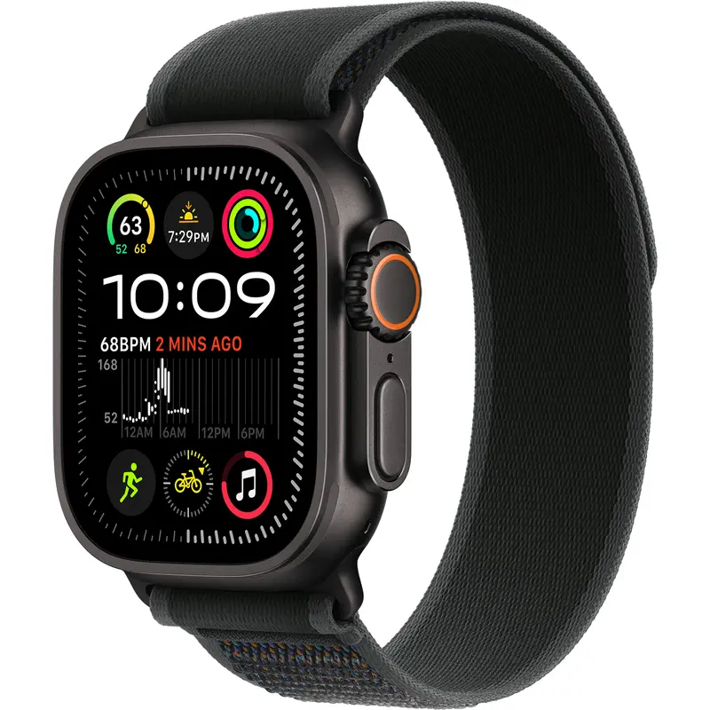 Apple Watch Ultra 2, 49mm Black Titanium with Black Trail Loop, M/L