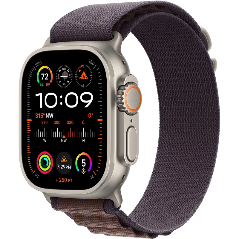 Apple Watch Ultra 2 (GPS + Cellular) 49 mm Titanium Case with Indigo Alpine Loop, Small