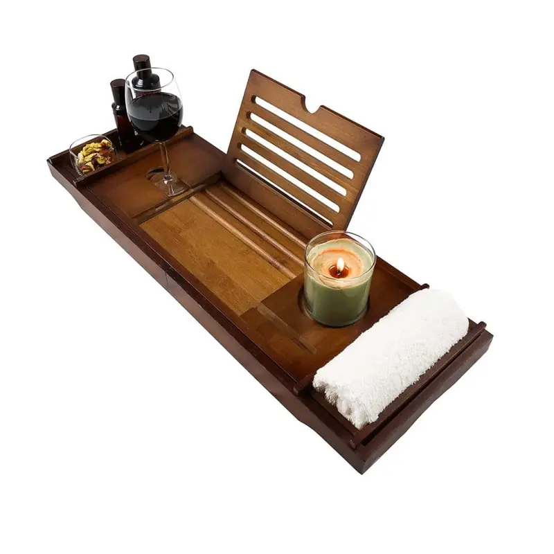 Bamboo Bath Caddy - Bath Rack, 75-110x23cm