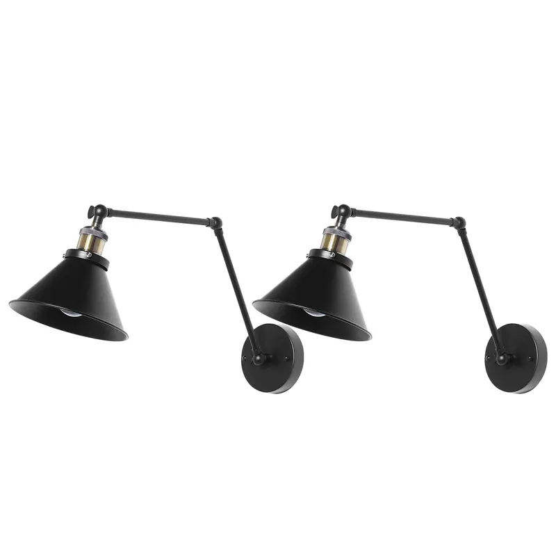 Beliani Narva Set of 2 Wall Lamps, Black Metal