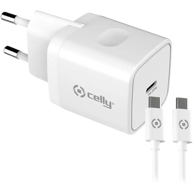 Celly 20W Charger with USB-C to USB-C Cable