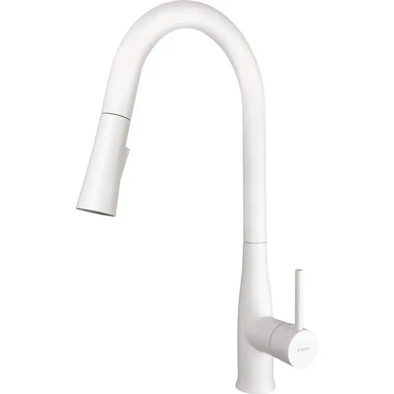 Deante Lukrecja Kitchen Mixer Tap with Pull-Out Spout, White