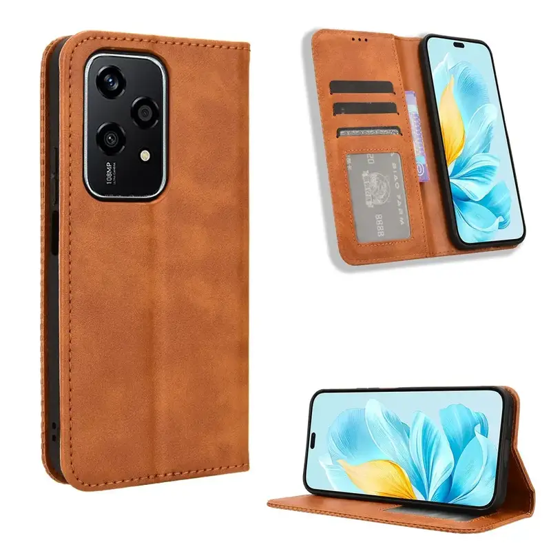 Honor 200 Lite Lompakko Suojakotelo Ruskea Magneetilla