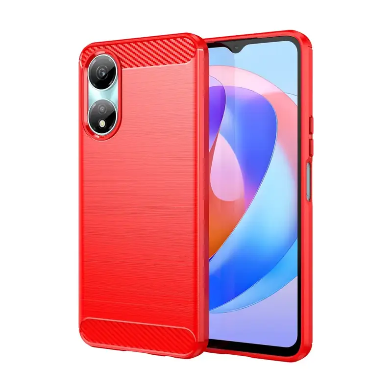 Honor X7b silikonisuoja Carbon style - Punainen