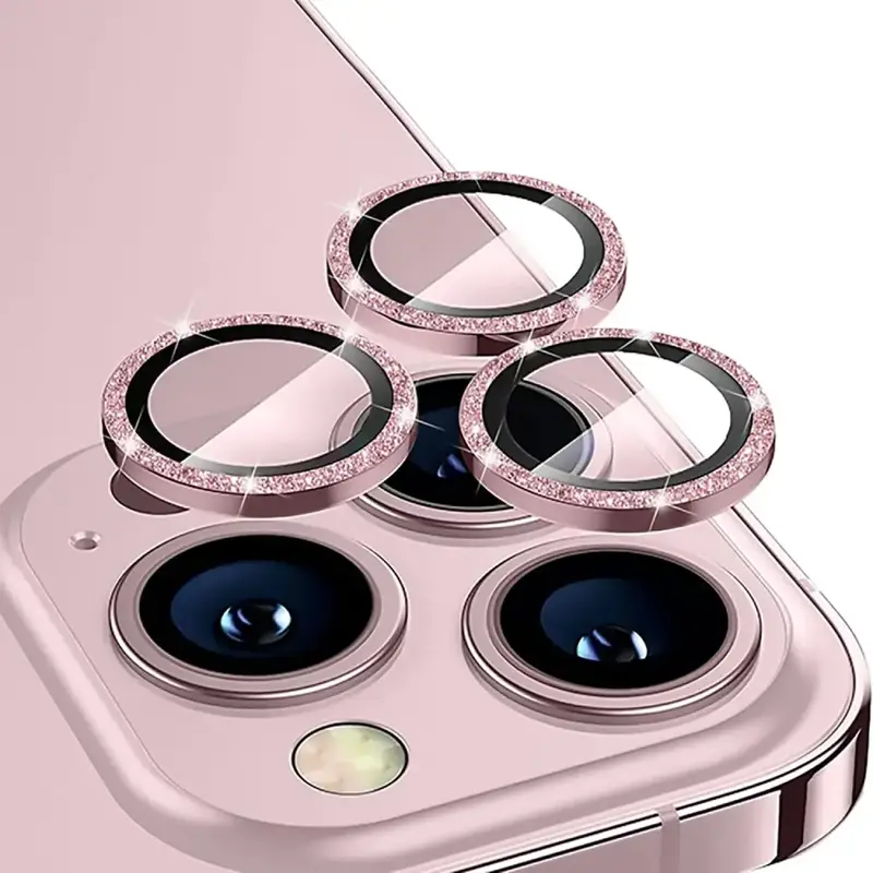 iPhone 13 Pro / 13 Pro Max / iPhone Air Kameran panssarilasi Glitter - Pinkki (3kpl)