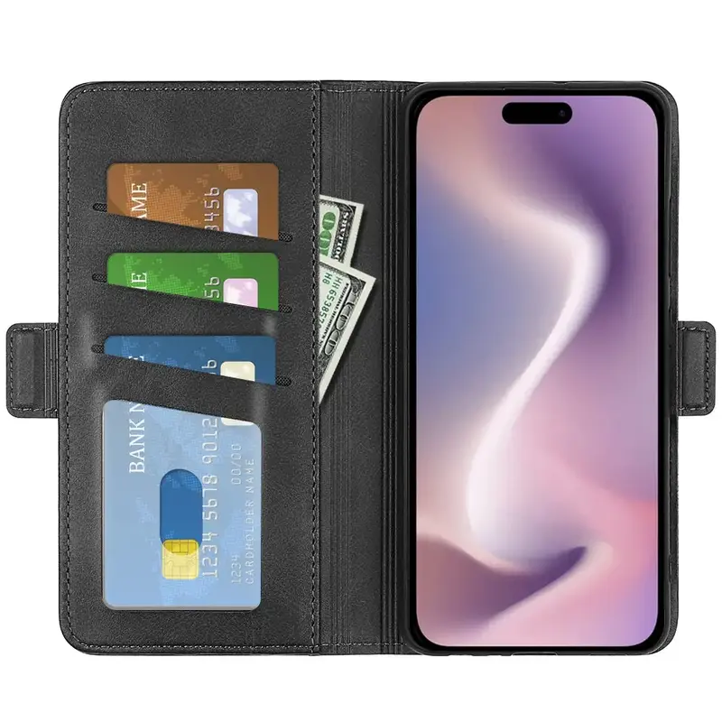 iPhone 16 Lompakko Suojakotelo - Musta