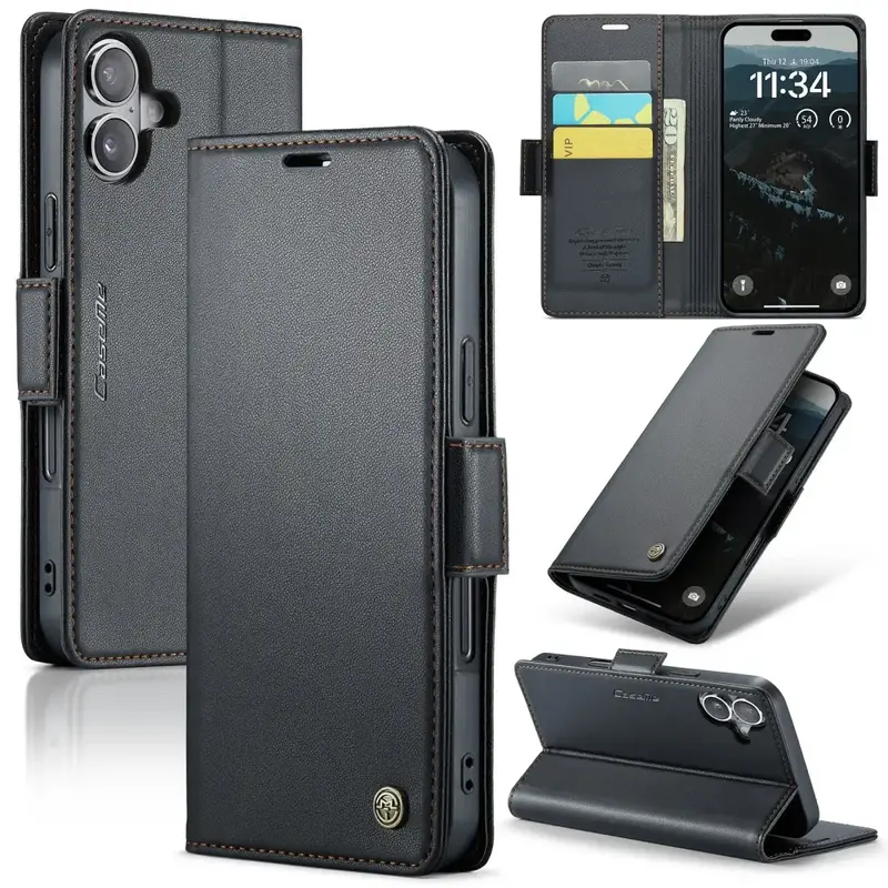 iPhone 16 Plus Lompakko suojakotelo RFID - Musta - CaseMe